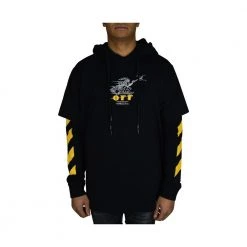Off White Double Hooded T-Shirt Black