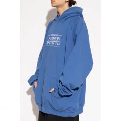 Balenciaga Logo Hoodie Blue