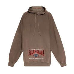 Balenciaga Hoodie With Logo Brown