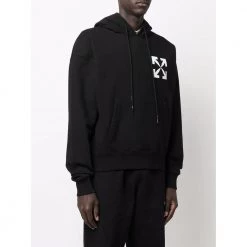 Off White Arrow Print Hoodie Black