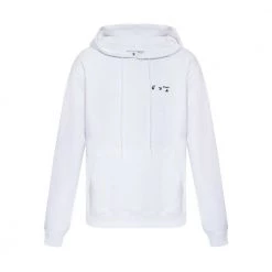 Off White Hoodie With Logo Appliqu� White