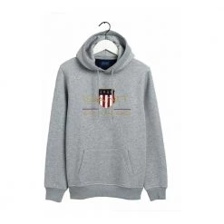 Gant Archive Shield Hoodie - Grey Melange Gray