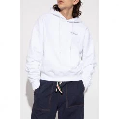 Off White Printed Hoodie White