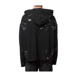 Palm Angels Palm Print Paint Splatter Effect Hoodie Black