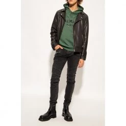 Balmain Logo-printed Hoodie Green