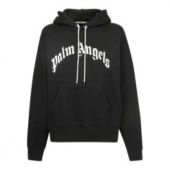 Palm Angels Logo-Print Hoodie Black