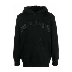 PALM ANGELS GD GLITTERED LOGO HOODY Black