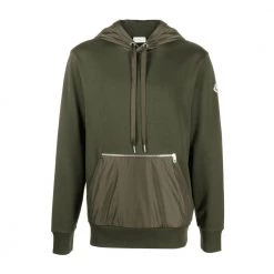 Moncler HOODIE WITH LOGO PATCH Green