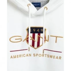 Gant Archive Shield Hoodie - Eggshell White