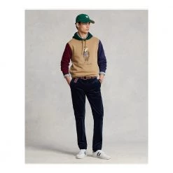 Polo Ralph Lauren Heritage Bear Fleece Sweatshirt Hoodie Khaki Multicolor-S Beige