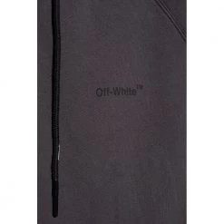 Off White Logo-Printed Hoodie Gray