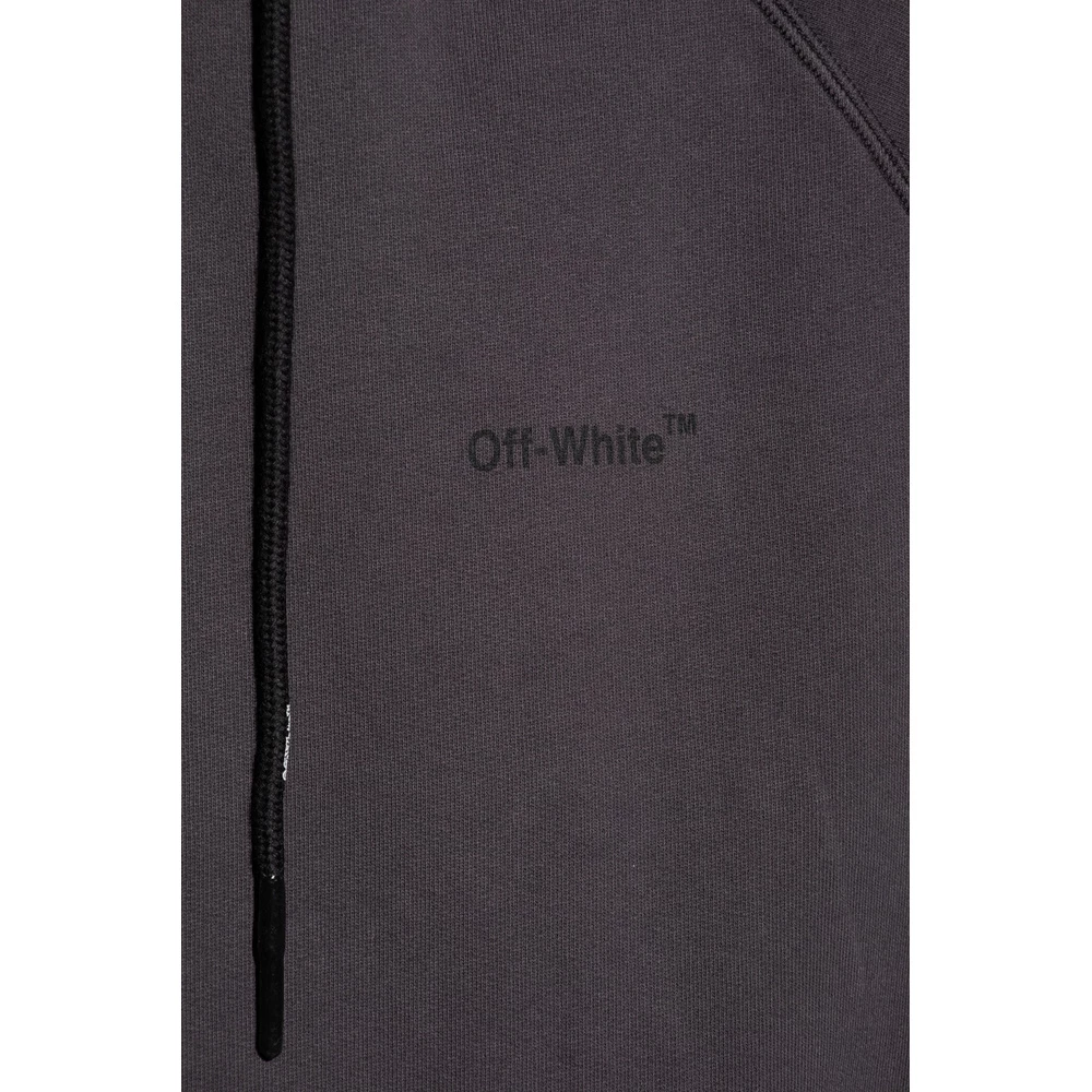 Off White Logo-Printed Hoodie Gray
