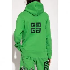 Givenchy Logo Embroidered Grim Reaper Hoodie Green