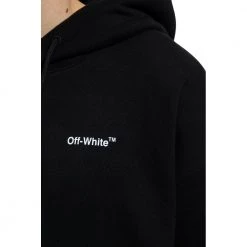 Off White Printed Hoodie Black