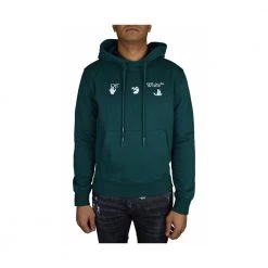 Off White Logo Hoodie Green