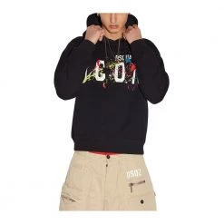 Dsquared2 Icon Splatter Hoodie Black