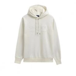 Gant Tonal Archive Shield Hoodie White