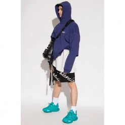 Balenciaga Logo Hoodie Blue