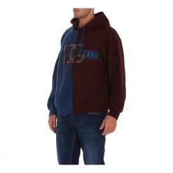 Dolce & Gabbana Sweater With Hood And Patch Embellishment Blue