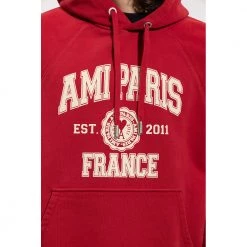 Ami Paris Hoodie With Logo Red