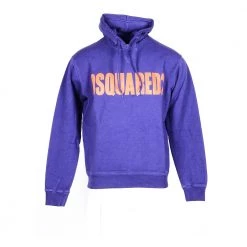 Dsquared2 Cotton Signature Print Hoodie Purple