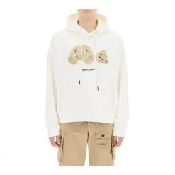 Palm Angels Bear Embroidery Hoodie White