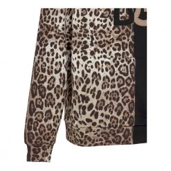 Dolce & Gabbana Leopard-print Spliced DG Logo Hoodie Black