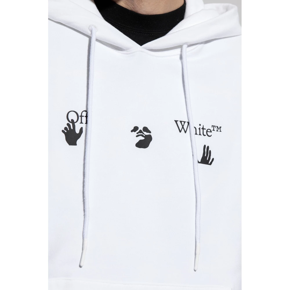 Off White Hoodie With Logo Print White - Bilde 4