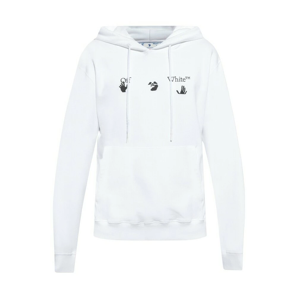 Off White Hoodie With Logo Print White - Bilde 5